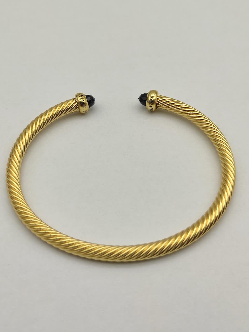 David Yurman Gold Tone Black Bead Cuff Bracelet